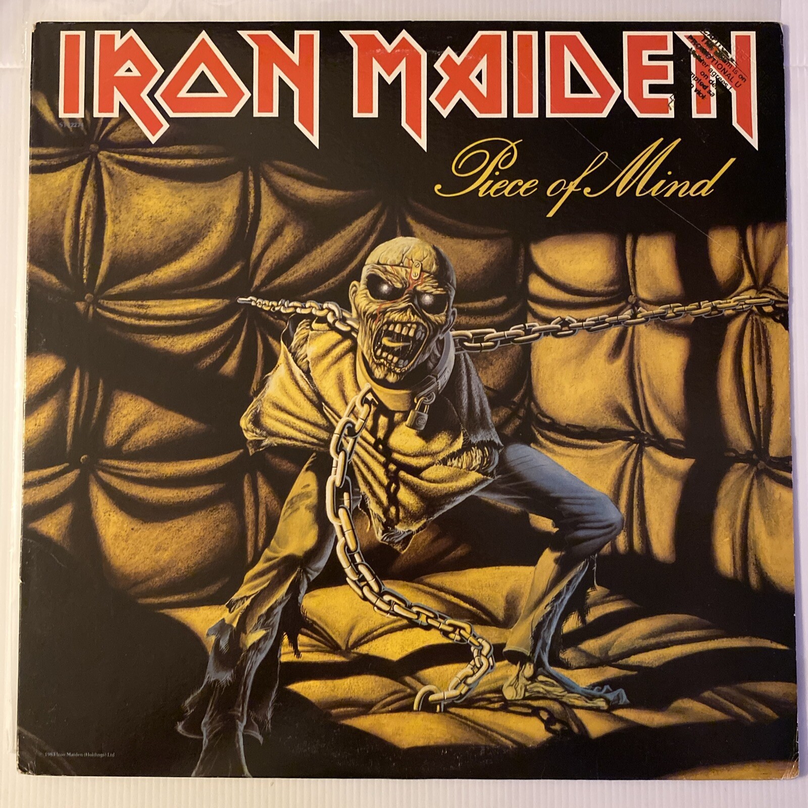 Iron Maiden Piece of Mind 1983 US Gold Stamp Promo ST-12274 Rare Win Press LP
