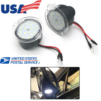 2PCS  Car White Side View Mirrors Puddle Lamp Lights 18Led For Ford F150 09-14 