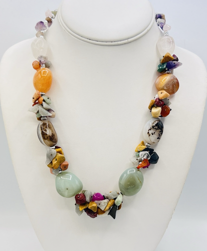 Lot of Two Vintage Artisan Multi Stone Necklaces - Afbeelding 5 van 13