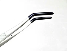 Tweezers Bent Tip PVC Coated Rubber Tips Laboratory Jewelry Hobby Crafts 8-1/4"L
