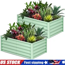 2 Set Galvanized Raised Garden Bed 6x3x1.5FT Outdoor Planter Boxes for Flowers 