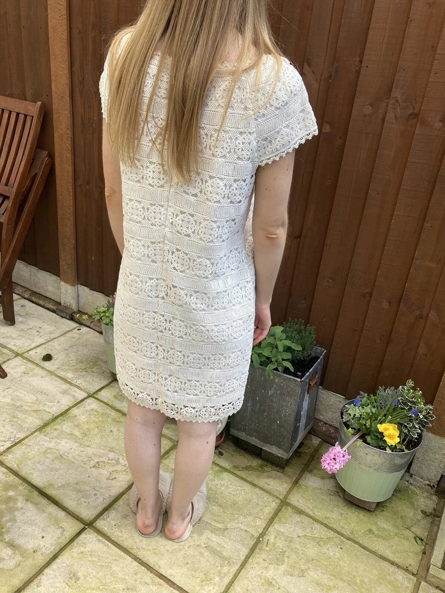 French Connection White Crochet Dress Size 14 eBay