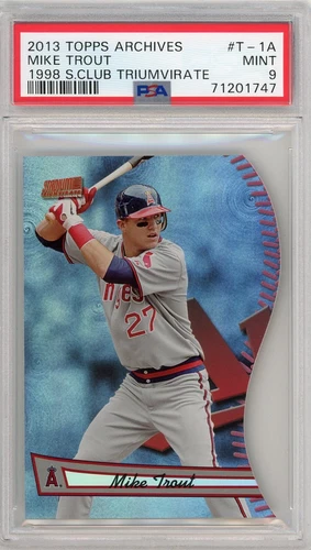 2013 TOPPS ARCHIVES MIKE TROUT STADIUM CLUB TRIUMVIRATE #T-1A ANGELS PSA 9 MINT