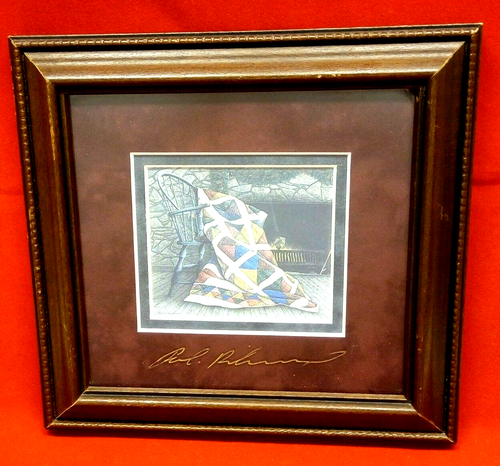 BEN RICHMOND "Christmas Eve" framed and matted print of a chair # Signed #