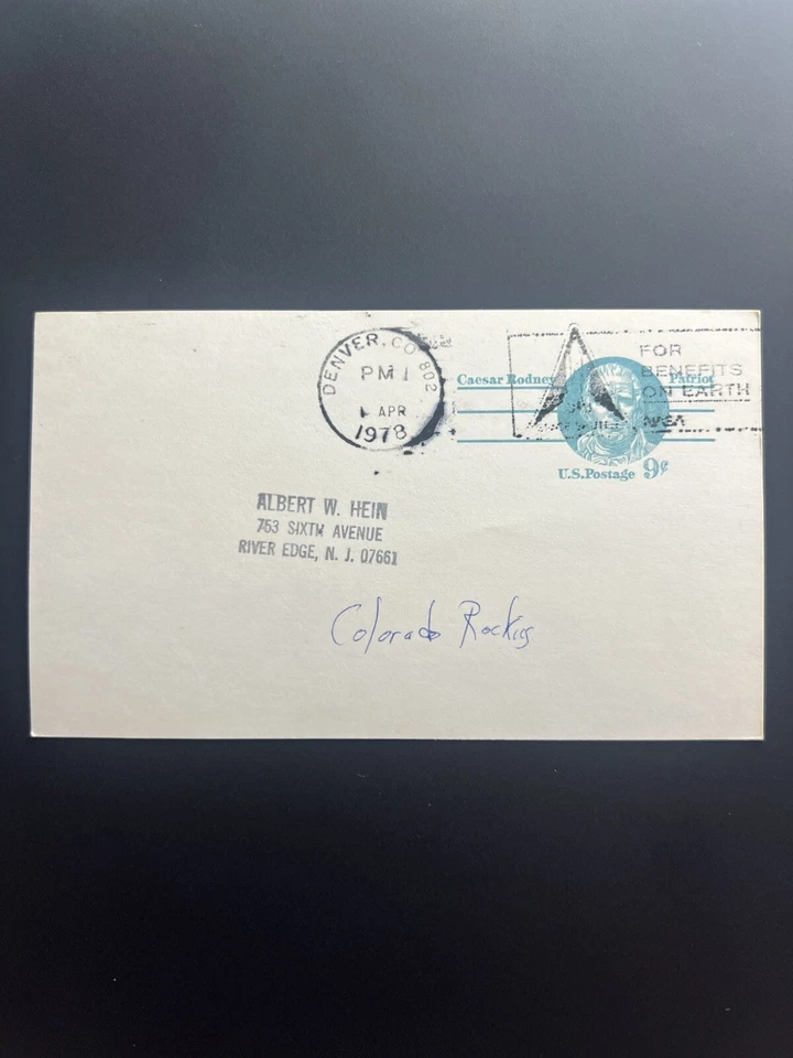 John McCahill Signed Government Postcard GPC Colorado Rockies - Image 2 of 2