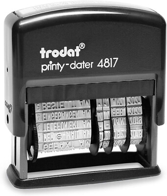 Trodat Printy 4817 Wortbanddrehstempel, Datum plus 12 Texte, Selbstfärbend - OVP