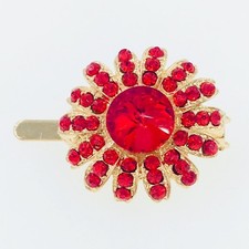Sunflower Magnet Hair Clip Hairpin Rhinestone Crystal Flower Barrette RED 17