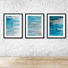 Aqua Blue Seawash Abstract Wall Art Print Picture 1 Or Set Of 3