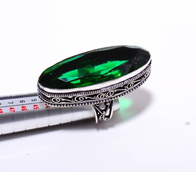 Chrome Diopside Gemstone 925 Sterling Silver Handmade Ring Women Jewelry Size