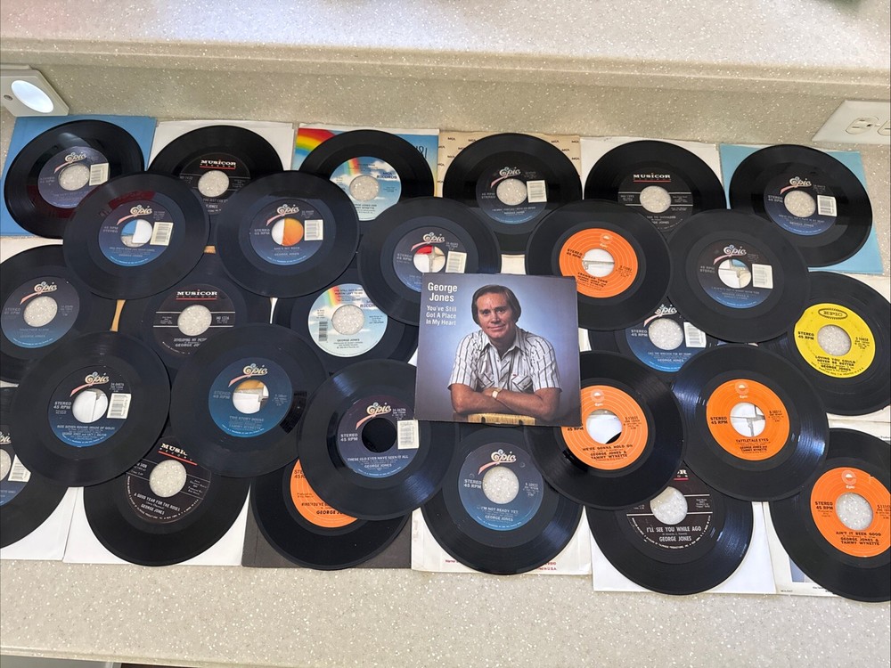 Lot of 29 George Jones 45 RPM Records Jukebox