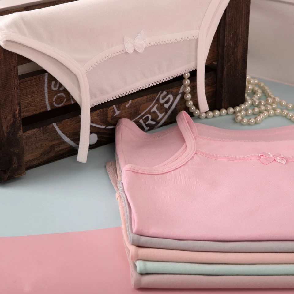 6 Mädchen Unterhemden Spagettiträger Tank Top Baumwolle Kinder Unterwäsche  - Bild 3 von 4