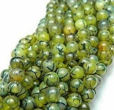 Natural 8mm Yellow Dragon Veins Agate Round Gemstone Loose Beads 15" AAA