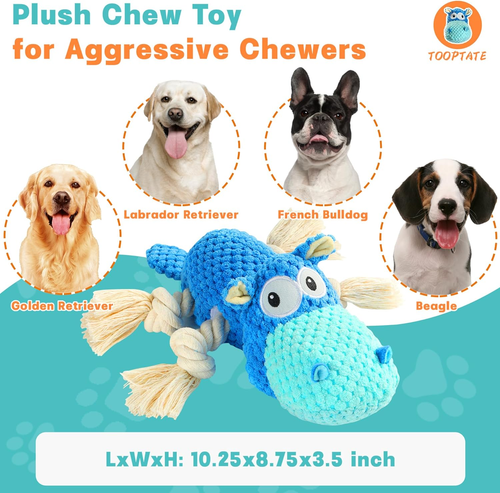 Juguetes para perros para masticadores agresivos - Juguetes para perros para mantenerlos ocupados perro chirriante T - Imagen 4 de 12