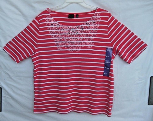 NUEVO CON ETIQUETAS COOL RAFAELLA DEPORTES MUJER BORDADO FLORAL ROJO BARCO TOPS XXL - Imagen 1 de 7