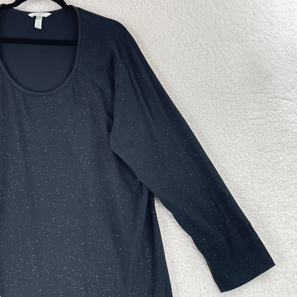 Vestido de pijama Soma para mujer talla XXL negro plateado brillante manga larga pulóver Foto 4 de 4