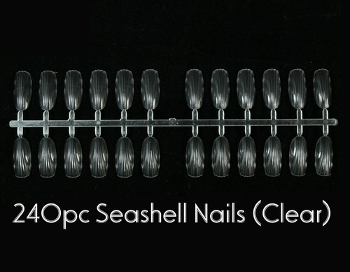 Seashell Nails Full Cover Decoration Oval Tips False Gel Acrylic Long Display - Bild 8 von 9