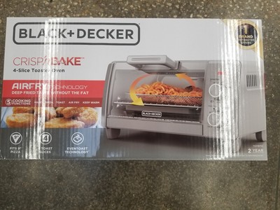 BLACK+DECKER Crisp 'N Bake Air Fry 4-Slice Toaster Oven, Silver & Black,  TO1787SS 