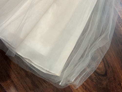 NEW David’s bridal flower girl dress sz 3 Venice lace Cap Sleeve Tulle Ivory - Picture 6 of 8