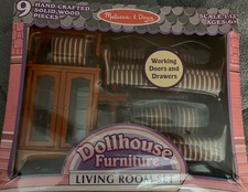 Melissa & Doug Dollhouse Furniture Living Room Set 9 Hand-crafted  # 2581 Rare