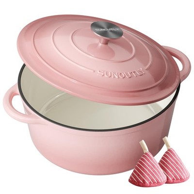 Enameled Cast Iron Dutch Oven - 7.5QT Dutch Oven Pot with Lid & Cotton Pothol...