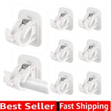 8PCS No Drill Self-Adhesive Curtain Rod Holders - Elegant and Easy Installation