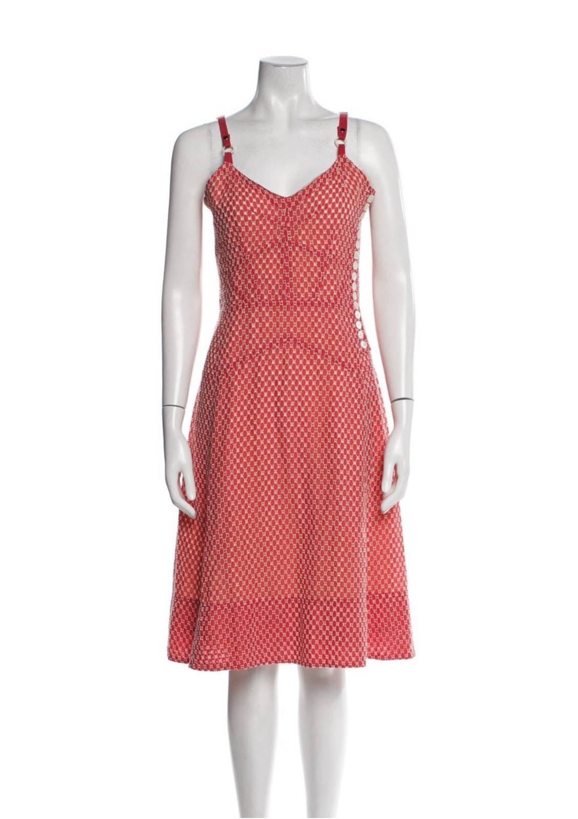MARC JACOBS Vintage 100% Cotton Red w/ Side Buttons & Eyelet Women's Dress Sz 10