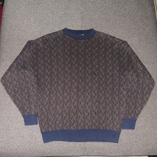 Vintage 80s/90s Geometric Print Crewneck Pullover Sweater Men's Medium Made USA