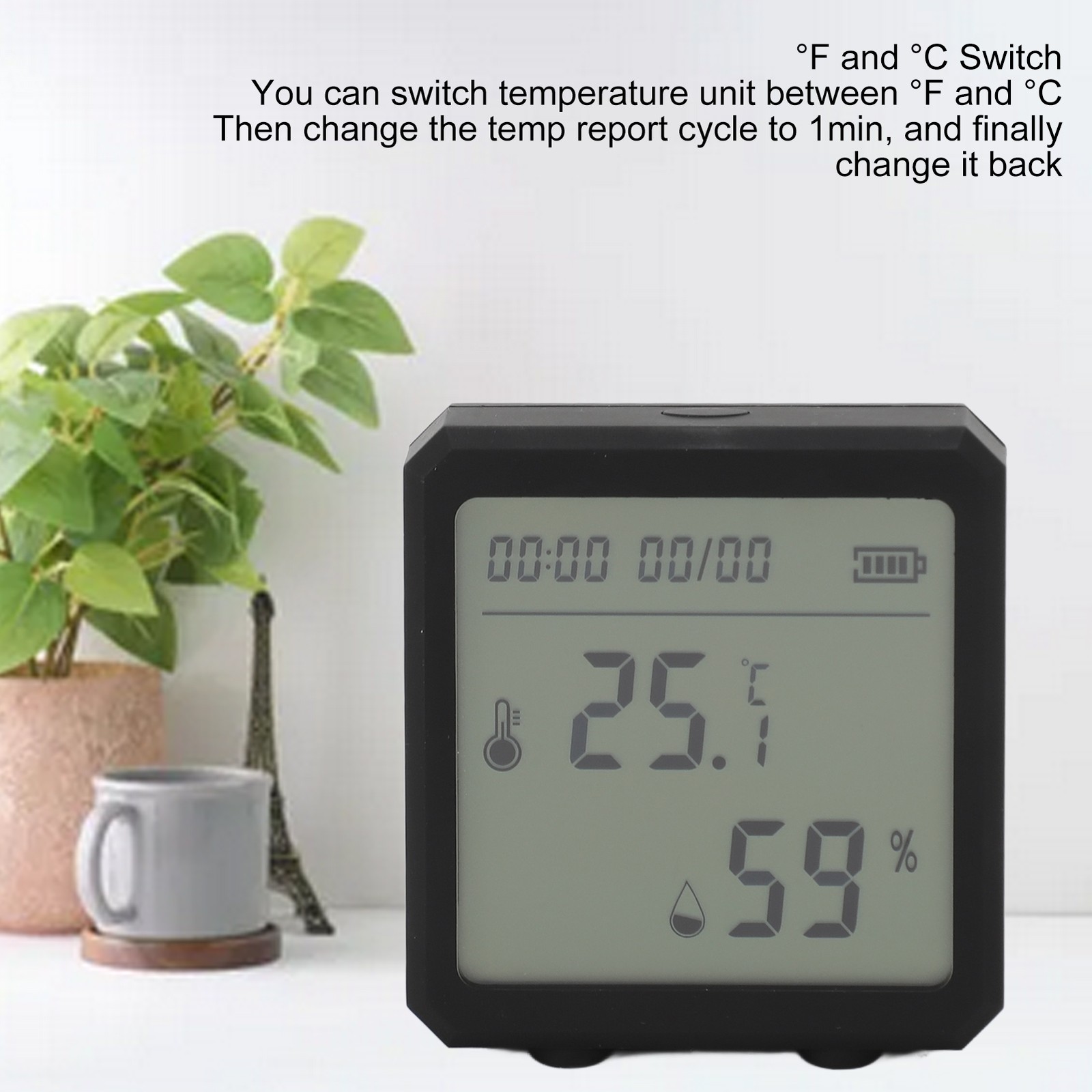 Wifi Temperature Humidity Sensor Real-time Monitor Alarm Function For Indoor Use