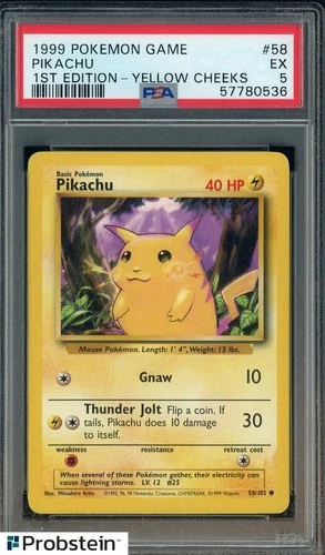 1999 Pokemon Game 1st Edition #58 Pikachu Yellow Cheeks PSA 5 EX