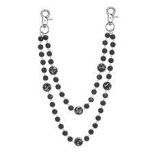 Sparkly Ceramic Beads Pants Wallet Chain, Bohemian Layered Chain, Star-Black
