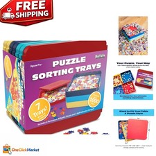 Colorful 7 Sturdy Sorting Trays for Organized Jigsaw Puzzle Assembly - Adult Use