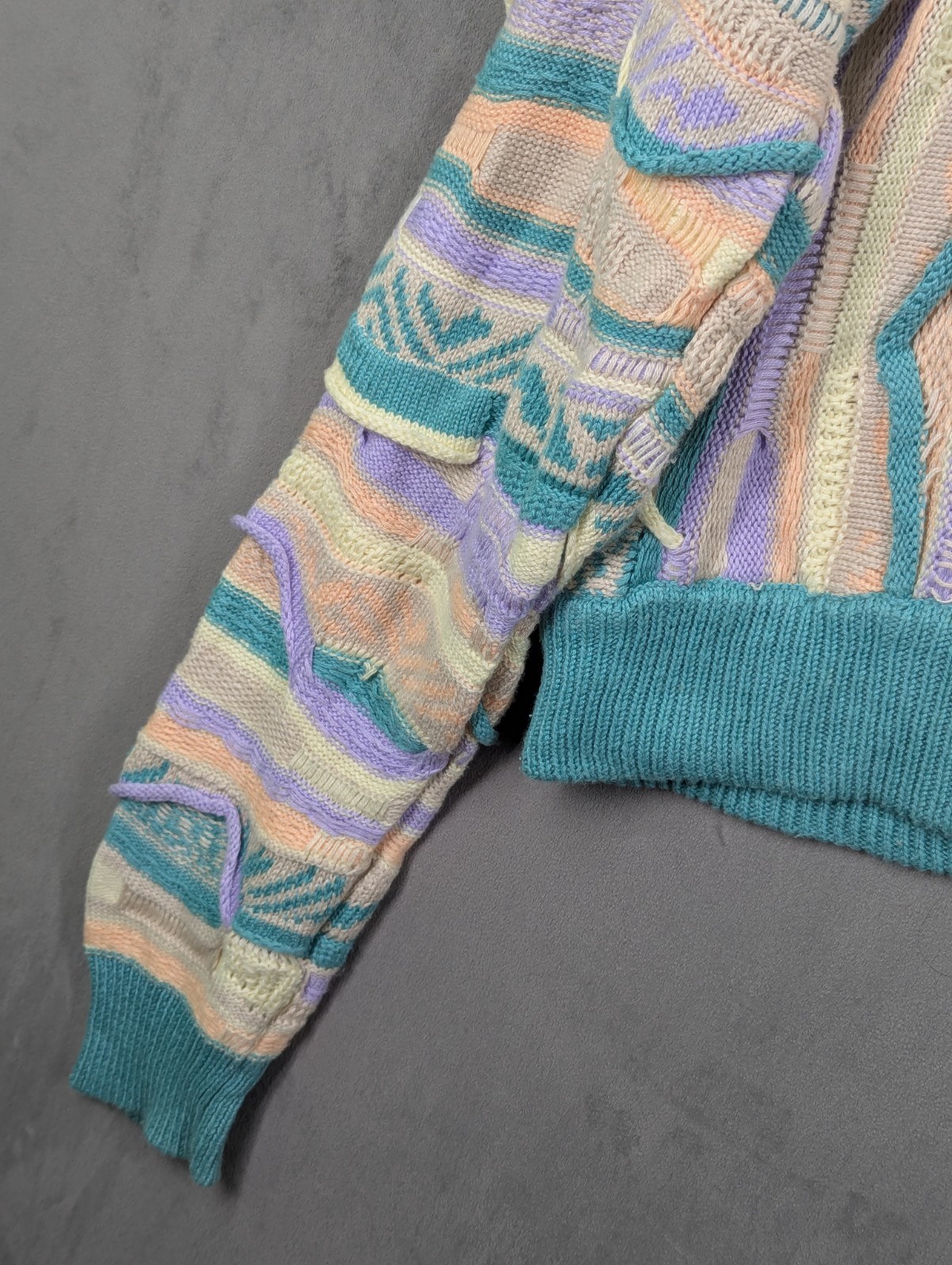 Forever 21 Coogi 90s Style 3D Cable Knit Crop Sweater Pastel Medium Purple Green image 4