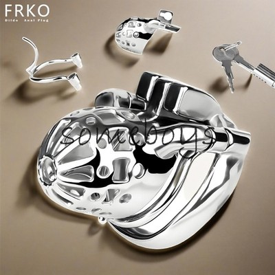 Stainless Steel Male PA Piercings Chastity Device Lock Cage CBT Sadism for Men
