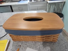 longaberger long tissue basket with lid And L...