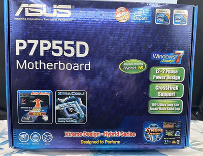 ASUS P7P55D Motherboard LGA1156 Intel P55 Complete Box Manual I/O Shield