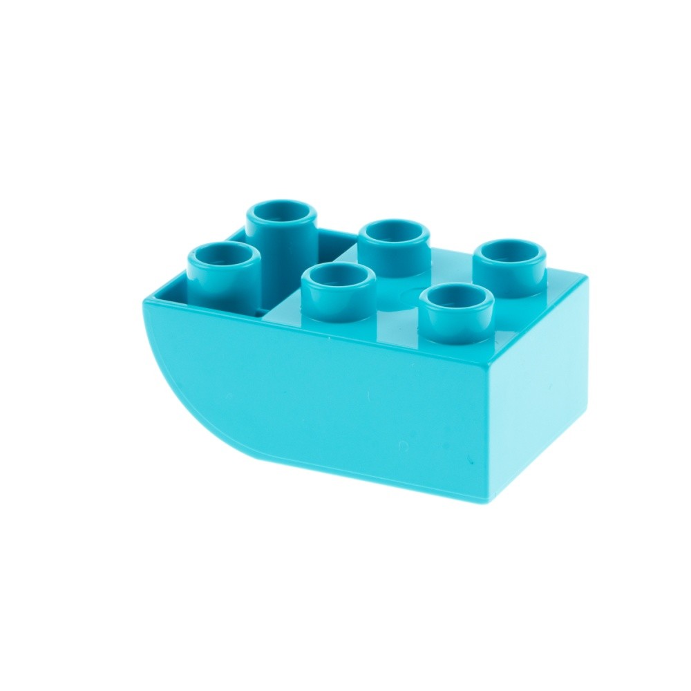 1x Lego Duplo Roof Construction Stone 2x3 Azure Light Blue Negative Bias Rounded