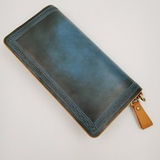 Leather Chic Large Zip Around Continental Wallet Geometric Ombre Preppy Designer