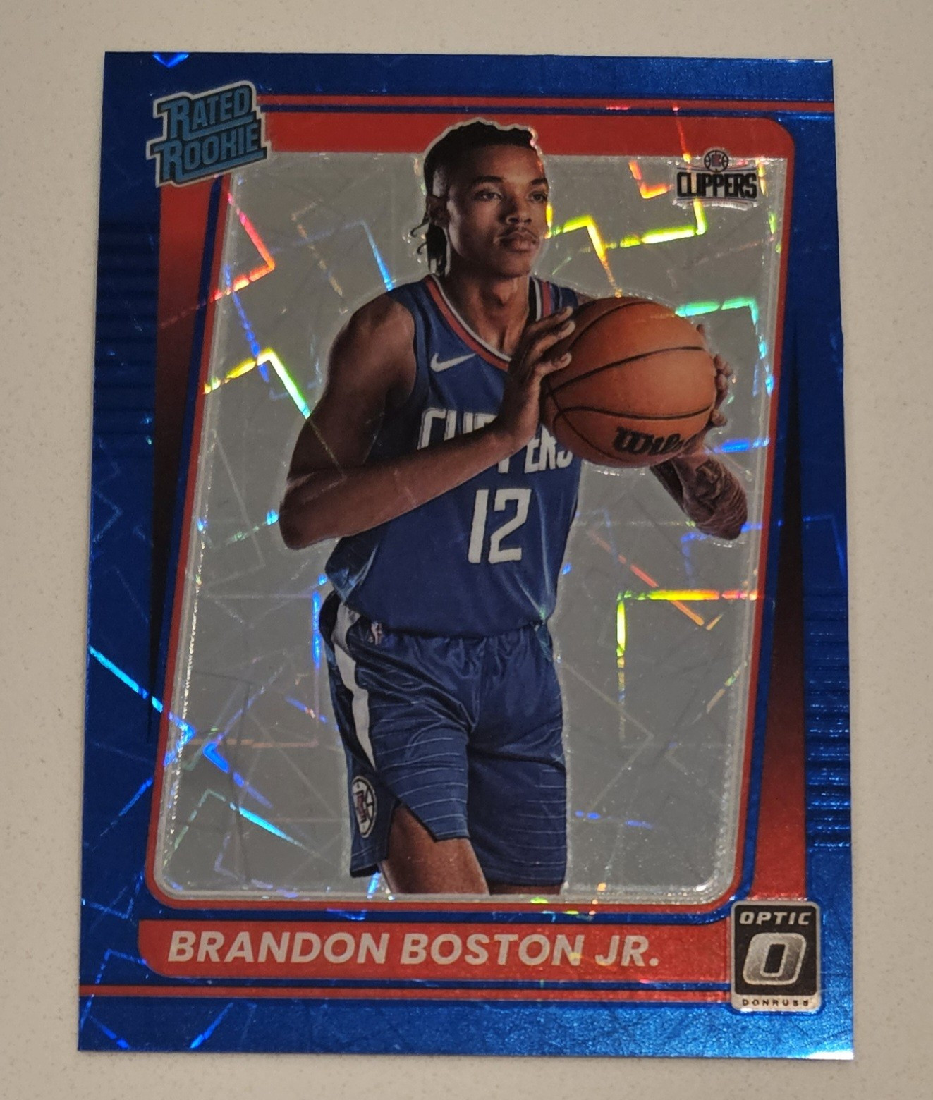 BRANDON BOSTON JR. RC 2021-22 Panini Donruss Optic - Blue Velocity Prizm #189