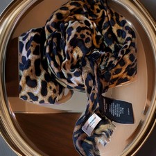 Saint Laurent Paris Silk Leopard Print Rectangular Scarf. Authentic YSL