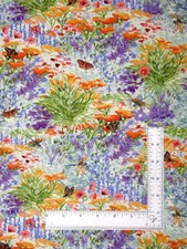 Dragonflies Flowers Butterfly Fabric Yard Dragonfly Dance Cotton by Henry Glass
