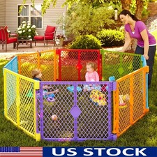 Multicolor 8 Panel Baby Playpen Gate Portable Safety Play Yard Indoor Outdoor US