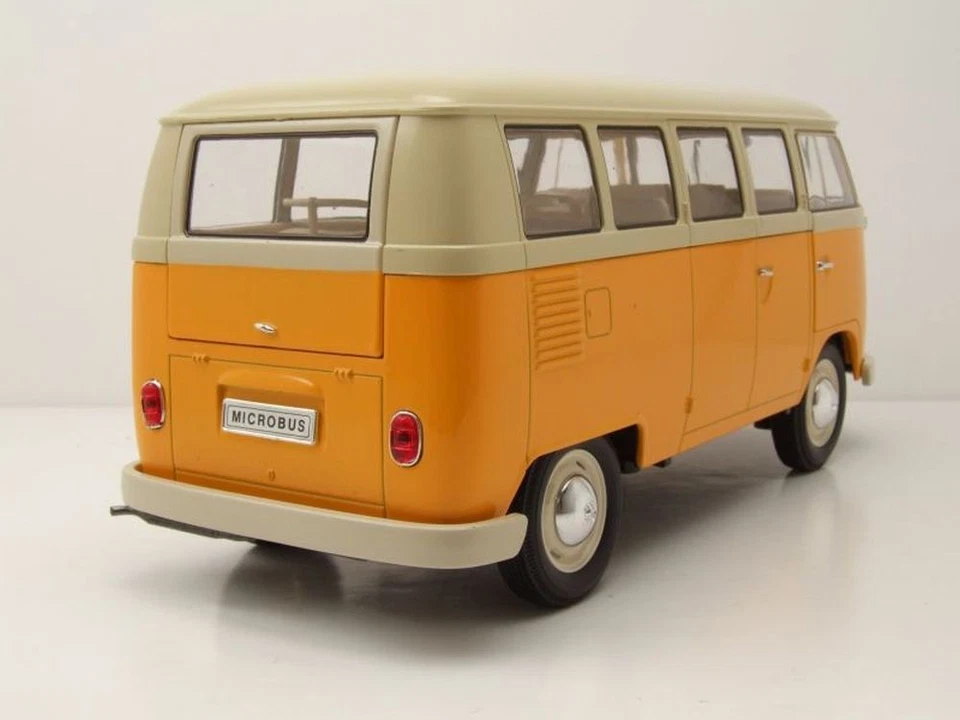 VW T1 Bus Fensterbus 1963 Giallo Beige Modellino 1:18 Welly - Immagine 2 di 4