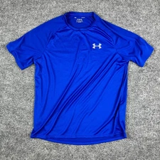 Under Armour Active T-Shirt Mens L Blue Tech Tee Moisture Wicking Athletic