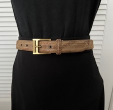 Rare 90s Vintage Evelyn  Arthur Hazelnut Lizard Skin Belt M fits 29-33" USA