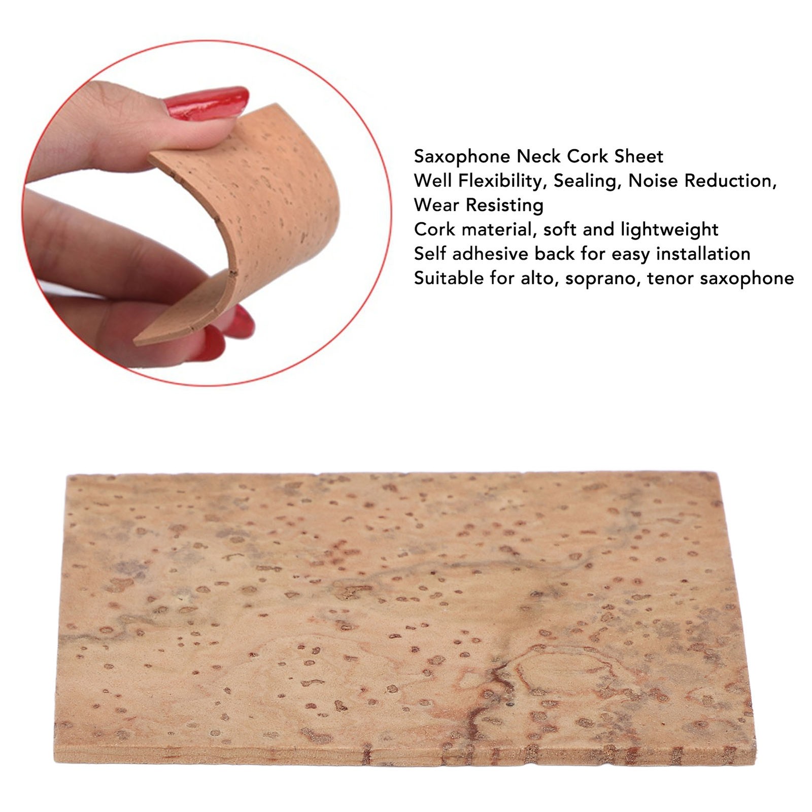 10 Pieces Saxophone Neck Cork Self Adhesive Cork Sheet Replacement For Sopra HPT