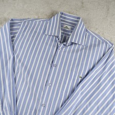 Lacoste Mens Size 42 Preppy Striped Button Front Dress Shirt Long Sleeve Pre Own