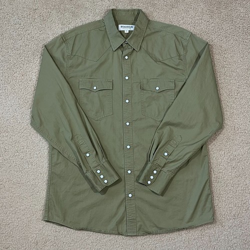 Schaefer Outfitter Herren grün Western Perlen Druckknopf Twill Hemd Größe Large