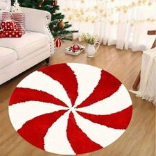 Christmas and New Year Holiday Atmosphere Red and White Spiral Mint Candy Floor