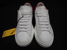 NEW Women's Valentino Fresia Italian Leather Sneakers US8 White Fuxia SS64