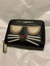 Karl Lagerfeld Paris Maybelle ZA Mini Cat Card Wallet EUC!!